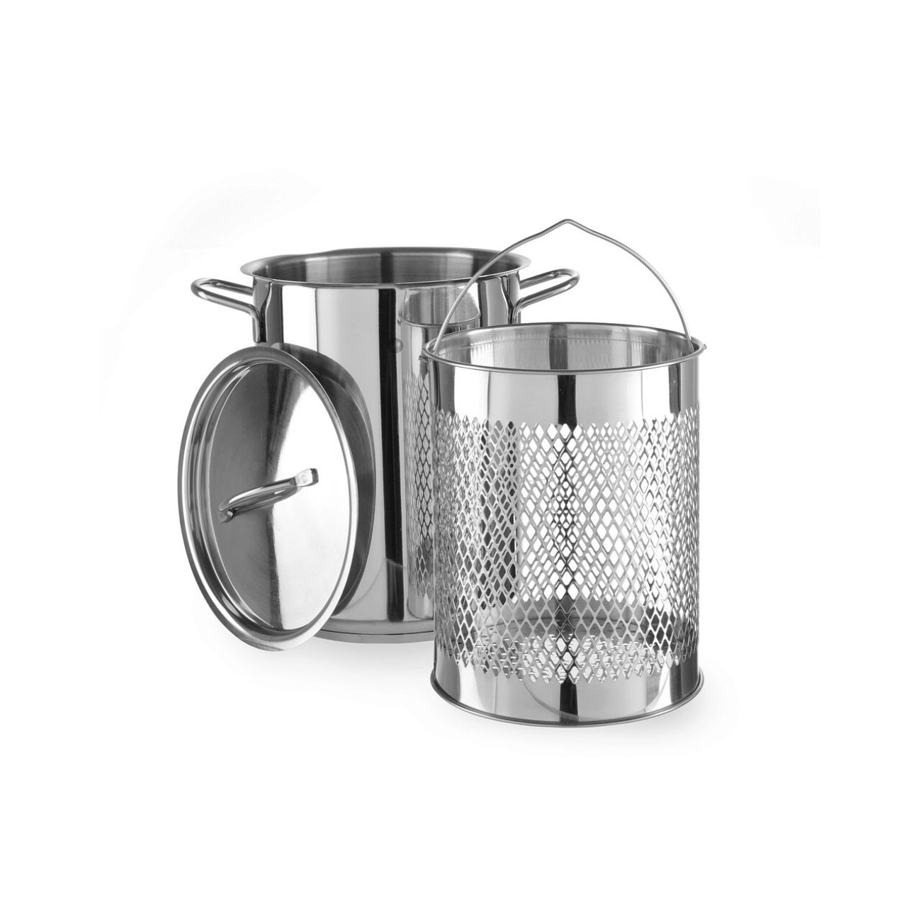 Reducere 20% - Set oala capac si cos pentru gatire la abur, otel inoxidabil 18/0,diamentru 160x(H)280 mm 1 Set oala capac si cos pentru gatire la abur