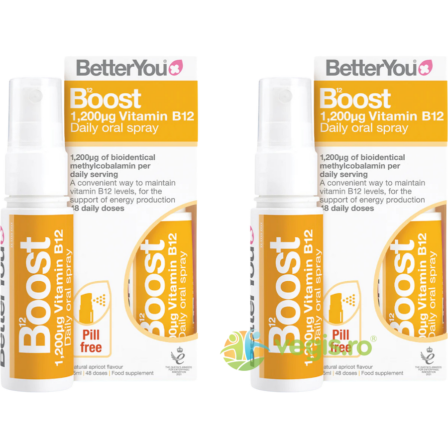 Reducere 22% – Pachet Boost B12 Spray Oral 25ml + 25ml 1 Pachet Boost B12 Spray Oral 25ml + 25ml