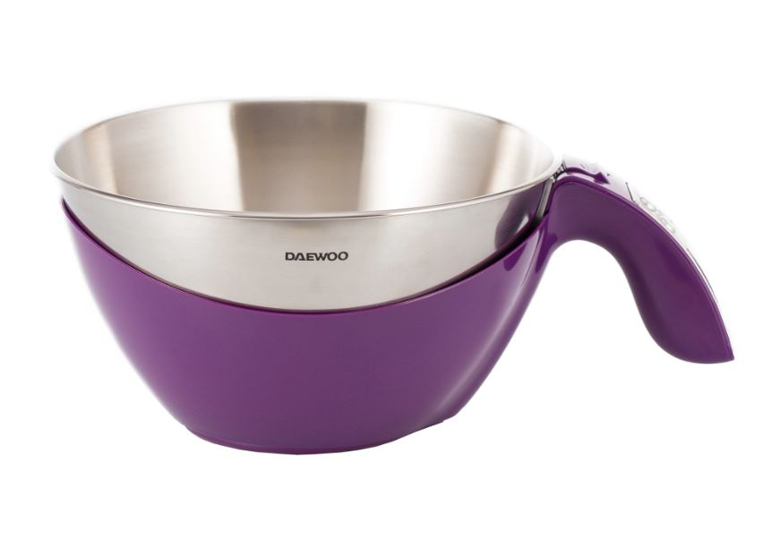 Reducere 20% – Cantar de bucatarie Daewoo DKS45P, 5 kg, 1 g, 2 baterii, 1 valori masurate, electronic, lcd, grame unitate masura, Mov 1 Cantar de bucatarie Daewoo DKS45P