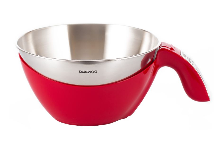 Reducere 20% – Cantar de bucatarie Daewoo DKS45R, 5 kg, 1 g, 2 baterii, 1 valori masurate, electronic, lcd, grame unitate masura, Rosu 1 Cantar de bucatarie Daewoo DKS45R