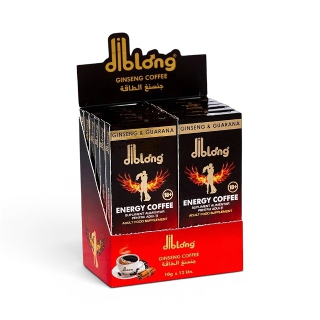 Reducere 50% – Energy Coffee, supliment alimentar pentru bărbați, formula de cafea instant cu plante care susțin sănătatea sexuală și funcția erectilă, 12 x 10 g, DIBLONG 2 supliment alimentar pentru bărbați