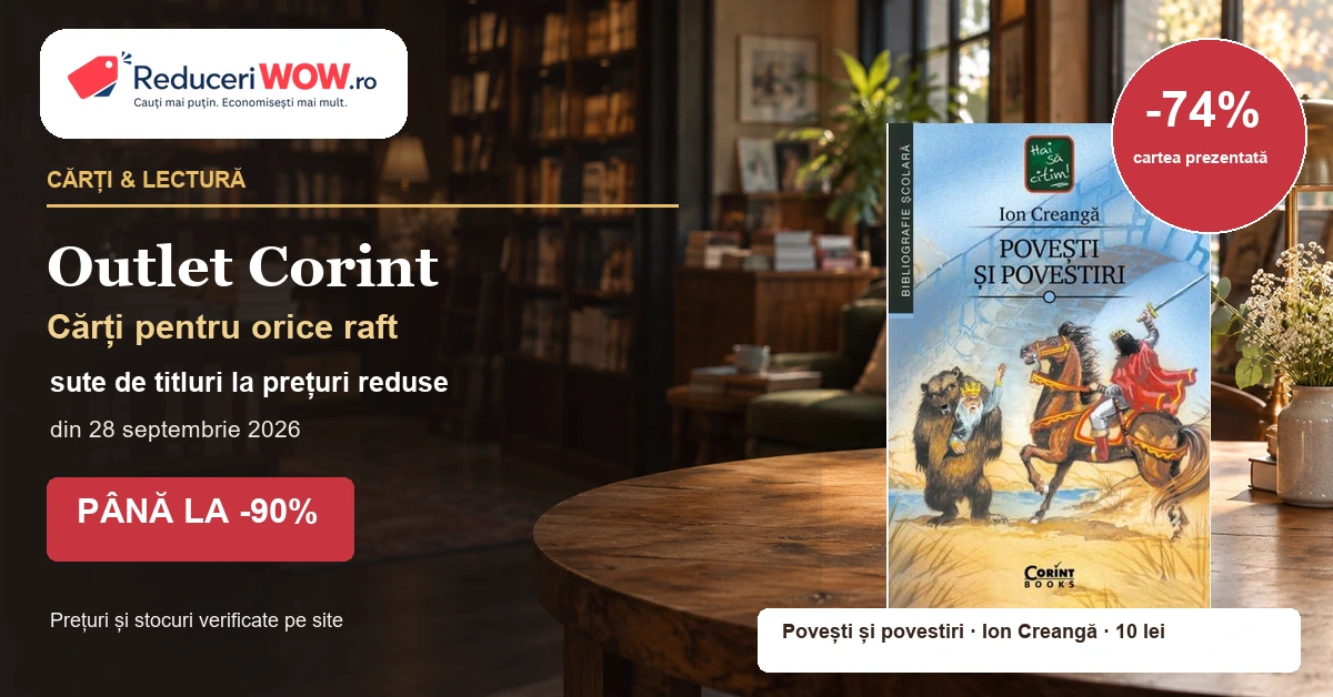 Editura Corint: reduceri de până la 90% la sute de cărți în outlet