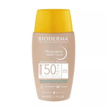 Reducere 50% – Fluid Nude Touch Mineral Auriu SPF50+ Photoderm, 40 ml, Bioderma 1 Fluid Nude Touch Mineral Auriu SPF50+ Photoderm