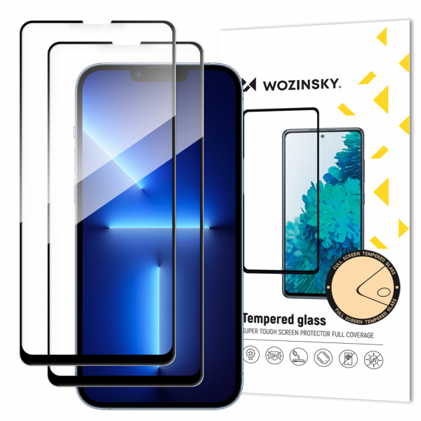 Reducere 25% - Folie de protectie Ecran WZK pentru Apple iPhone 17e / 16e / 14 / 13 Pro, Sticla Securizata, Full Glue, Set 2 bucati, Neagra 1 Folie de protectie Ecran WZK pentru Apple iPhone 17e / 16e / 14 / 13 Pro