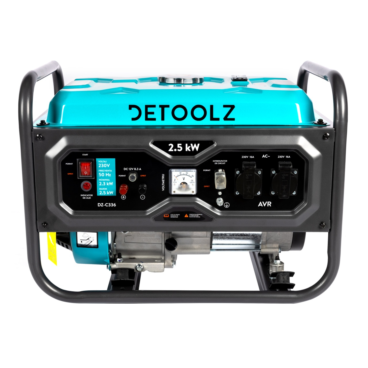 Reducere 15% - Generator detoolz 2.5kw 2 prize 230V benzina, 4T, pornire manuala 15L fara roti g01 1 Generator detoolz 2.5kw 2 prize 230V benzina