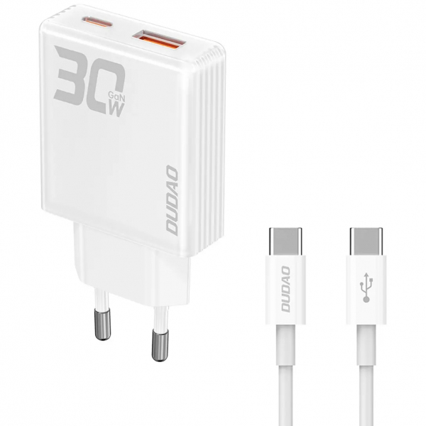 Reducere 26% - Incarcator Retea cu Cablu USB-C Dudao A30EUT, 30W, 3A, 1 x USB-A - 1 x USB-C, Alb 1 Incarcator Retea cu Cablu USB-C Dudao A30EUT