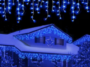 Instalatie de Craciun 1500 25 tip FRANJURI de 20 metri 430 LED ALBASTRA