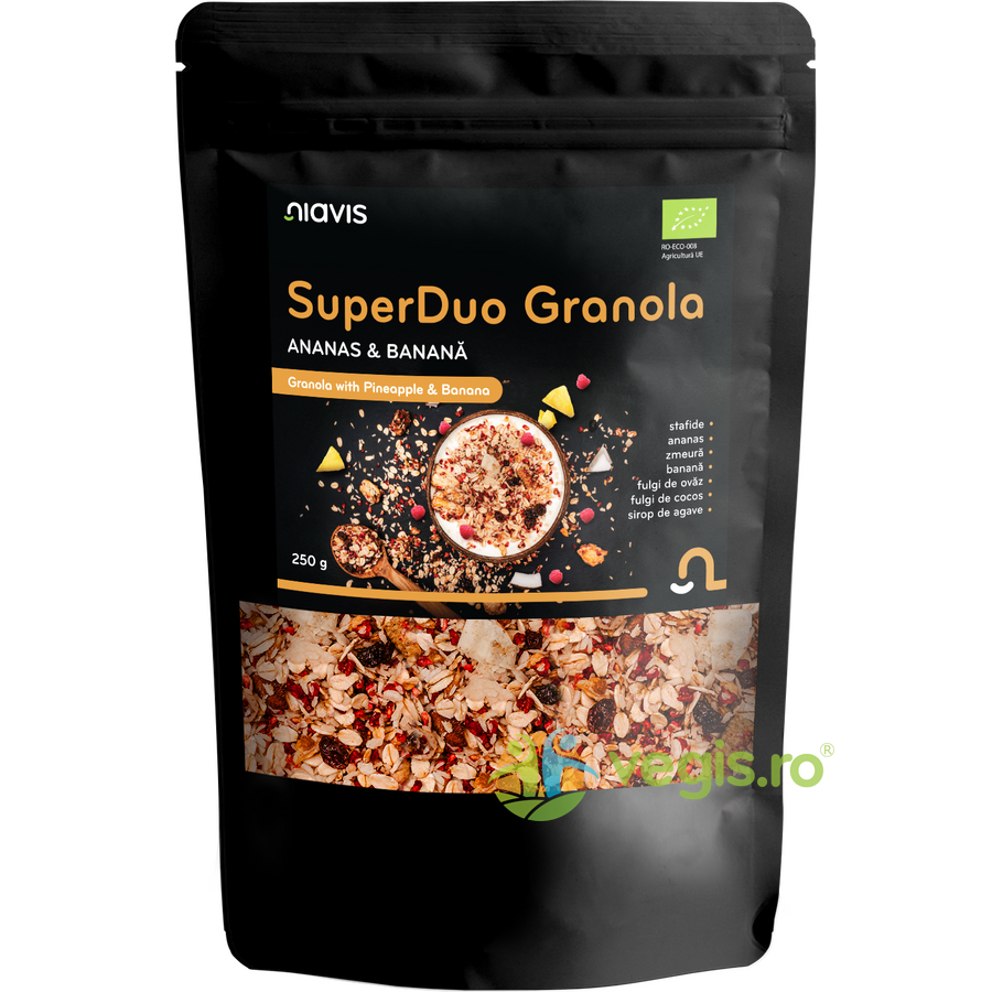 Reducere 20% - SuperDuo Granola cu Ananas si Banana Ecologica/Bio 250g 1 SuperDuo Granola cu Ananas si Banana Ecologica/Bio 250g