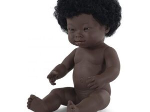 Papusa educationala 38 cm Fetita Africana cu Sindrom Down
