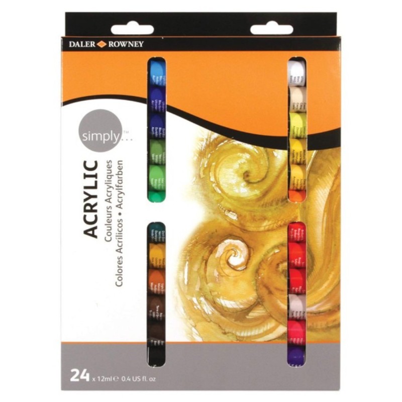 Reducere 25% – Set 2 x Culori Acrilice Simply Daler Rowney, 24 Tuburi x 12 ml 1 Set 2 x Culori Acrilice Simply Daler Rowney
