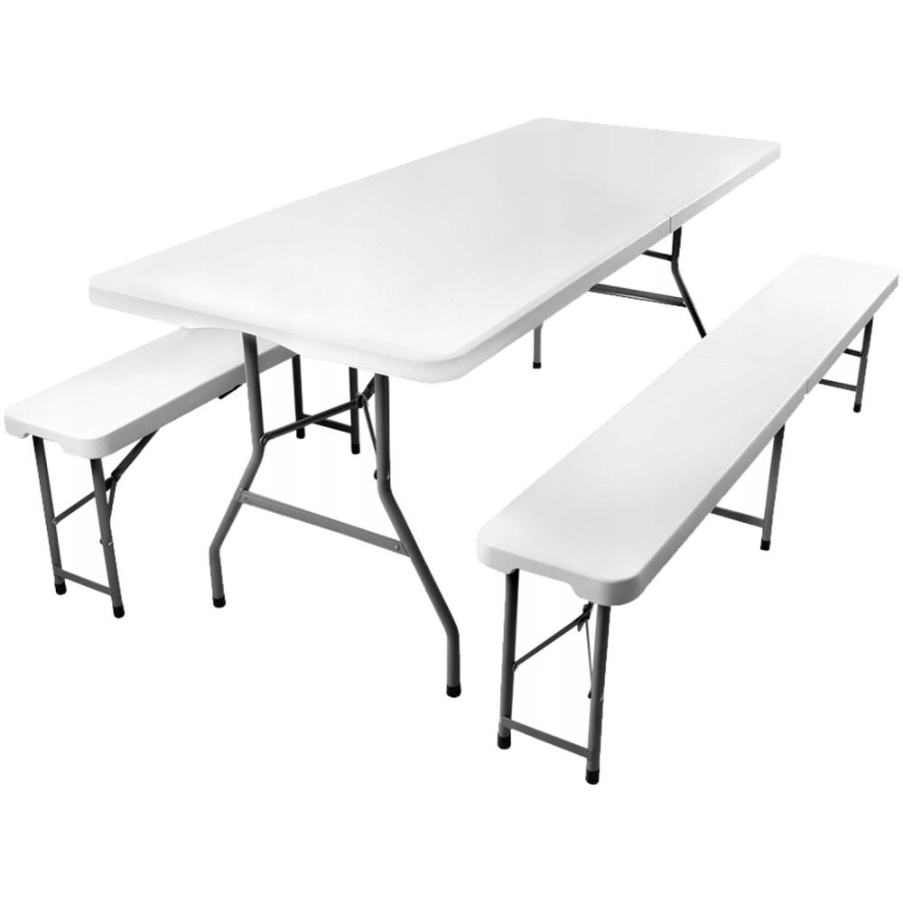 Reducere 20% – Set masa 2 banci pliabile tip valiza gradina camping abs, 180x72x75 cm, 6 persoane, gri 1 Set masa 2 banci pliabile tip valiza gradina camping abs