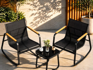 Set mobilier gradina cu 2 scaune balansoar si masa