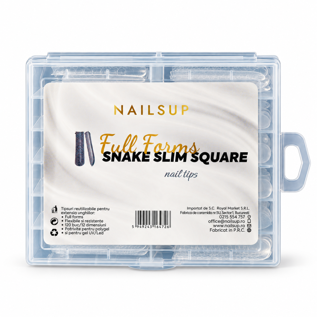 Reducere 80% – Tipsuri Reutilizabile NAILSUP Snake Full Forms Slim Square, 120 buc 1 Tipsuri Reutilizabile NAILSUP Snake Full Forms Slim Square