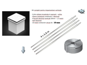 Set Impamantare verticala 4 electrozi 10 ml conductor zincat + accesorii Complet - Montaj Rapid si Usor