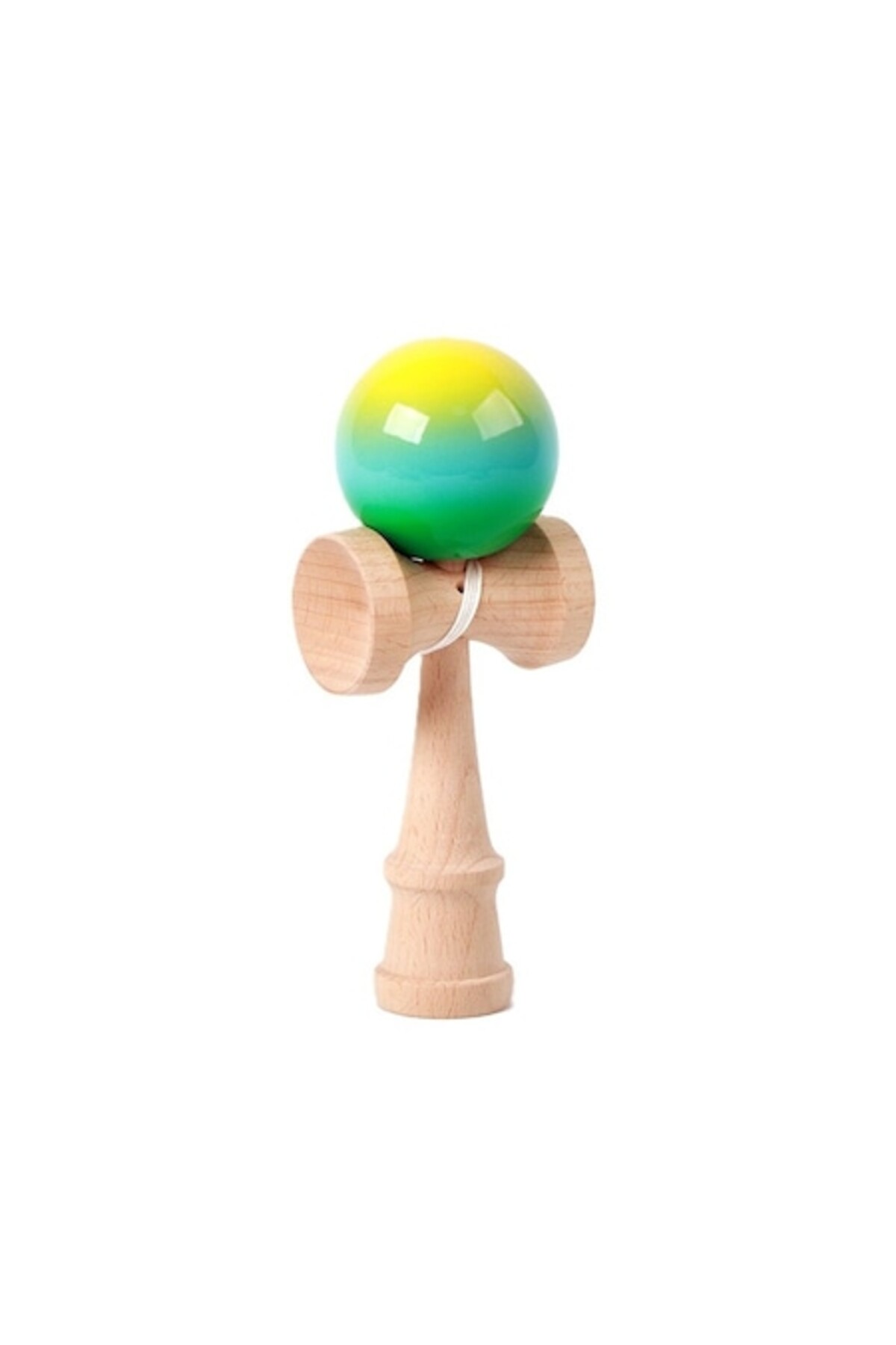 Reducere 55% – Jucarie interactiva Kendama, din lemn, 18 cm, model gradient 12, galben/albastru/verde 1 Jucarie interactiva Kendama