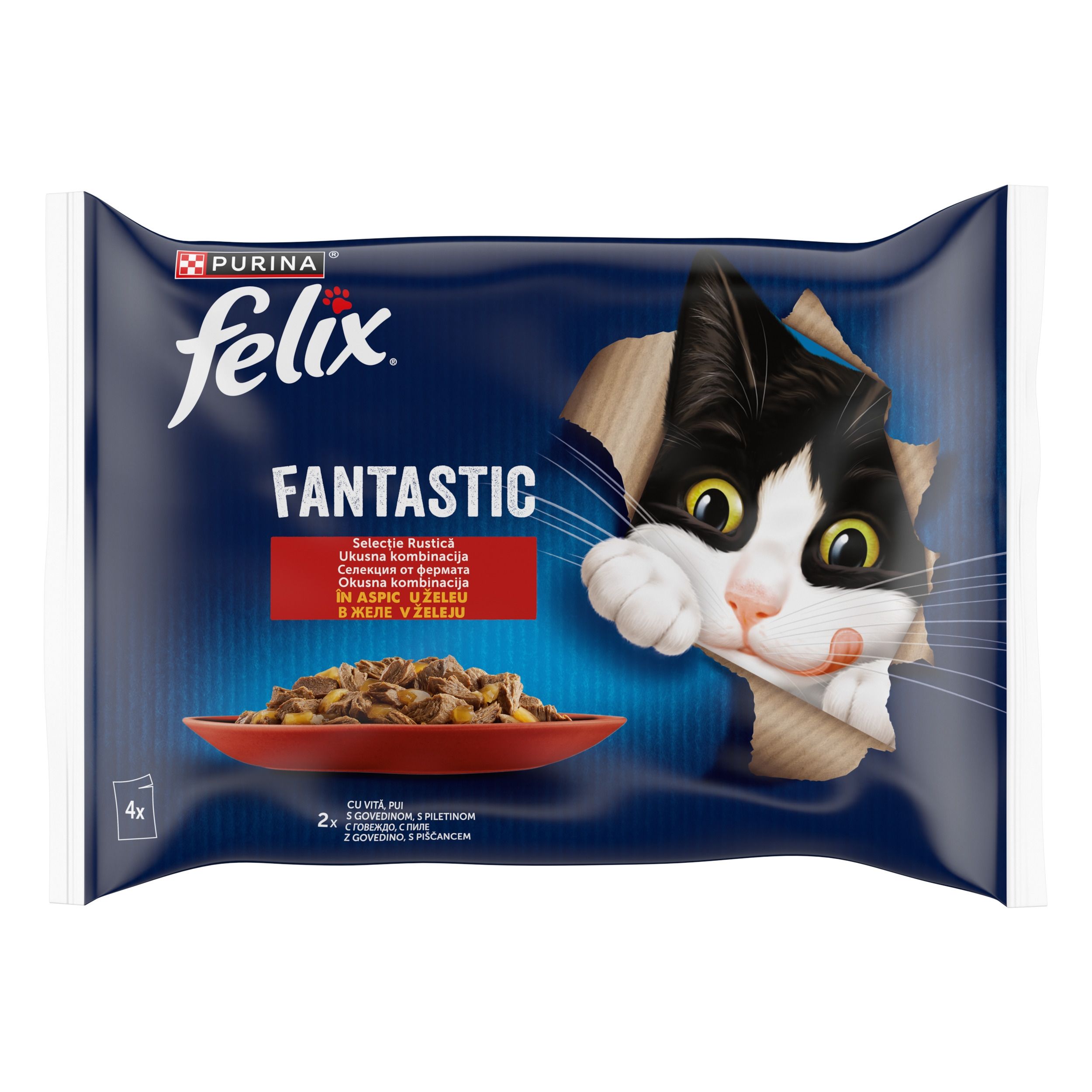 Reducere 30% – Felix Fantastic Pui, Vita, Iepure, Miel in Aspic Multipack 12 x 85 g 1 Felix Fantastic Pui