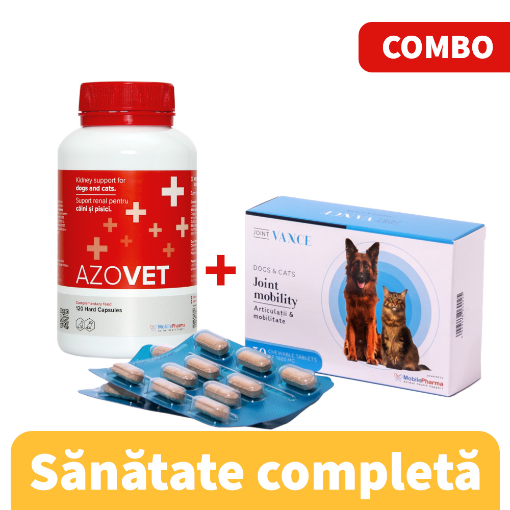 Reducere 17% – AZOVET - 120 CAPSULE + VANCE JOINT - 30 TABLETE 1 AZOVET - 120 CAPSULE + VANCE JOINT - 30 TABLETE
