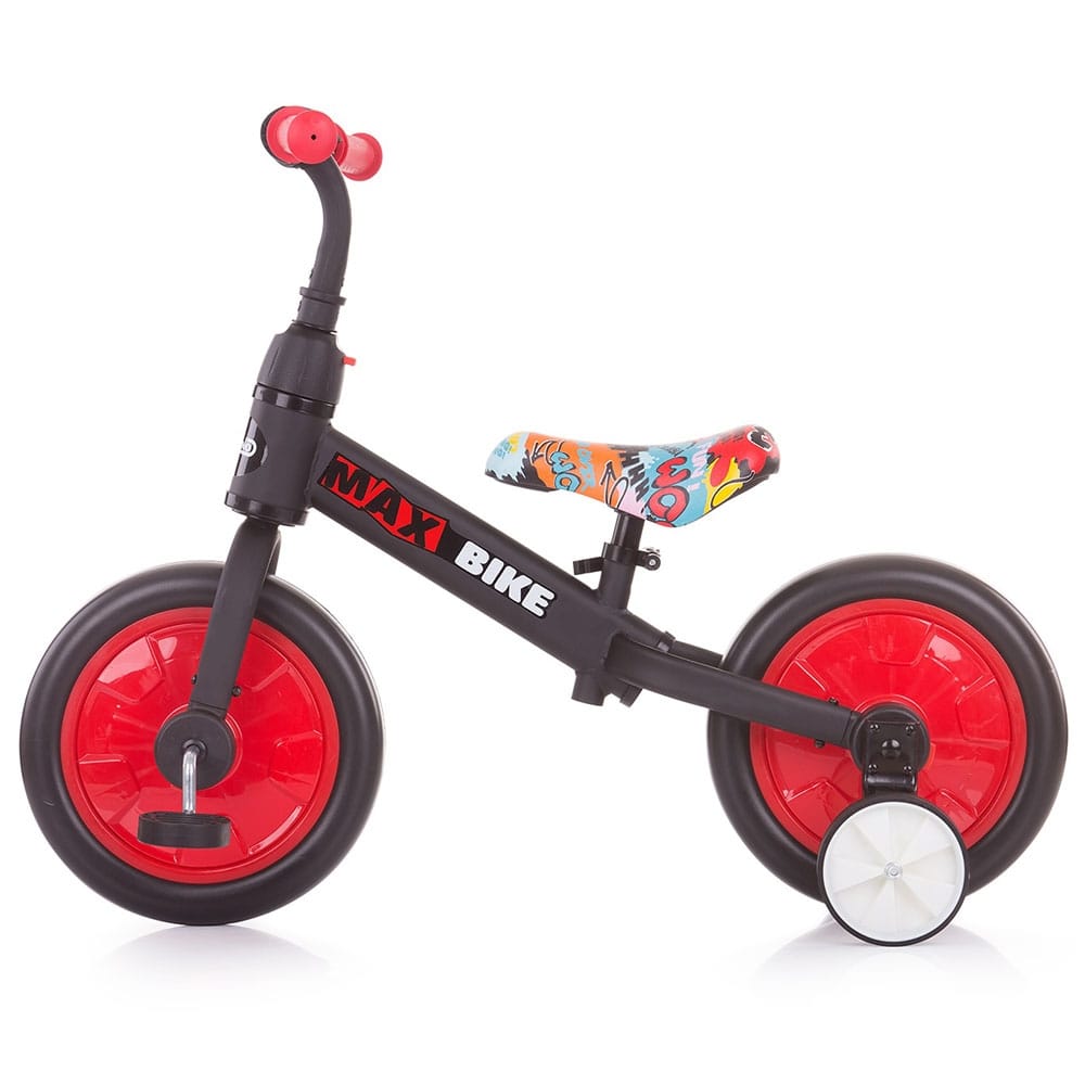 Reducere 41% – Bicicleta Chipolino Max Bike, 2 in 1, pedale, roti ajutatoare, rosu KID046675 2 2 in 1