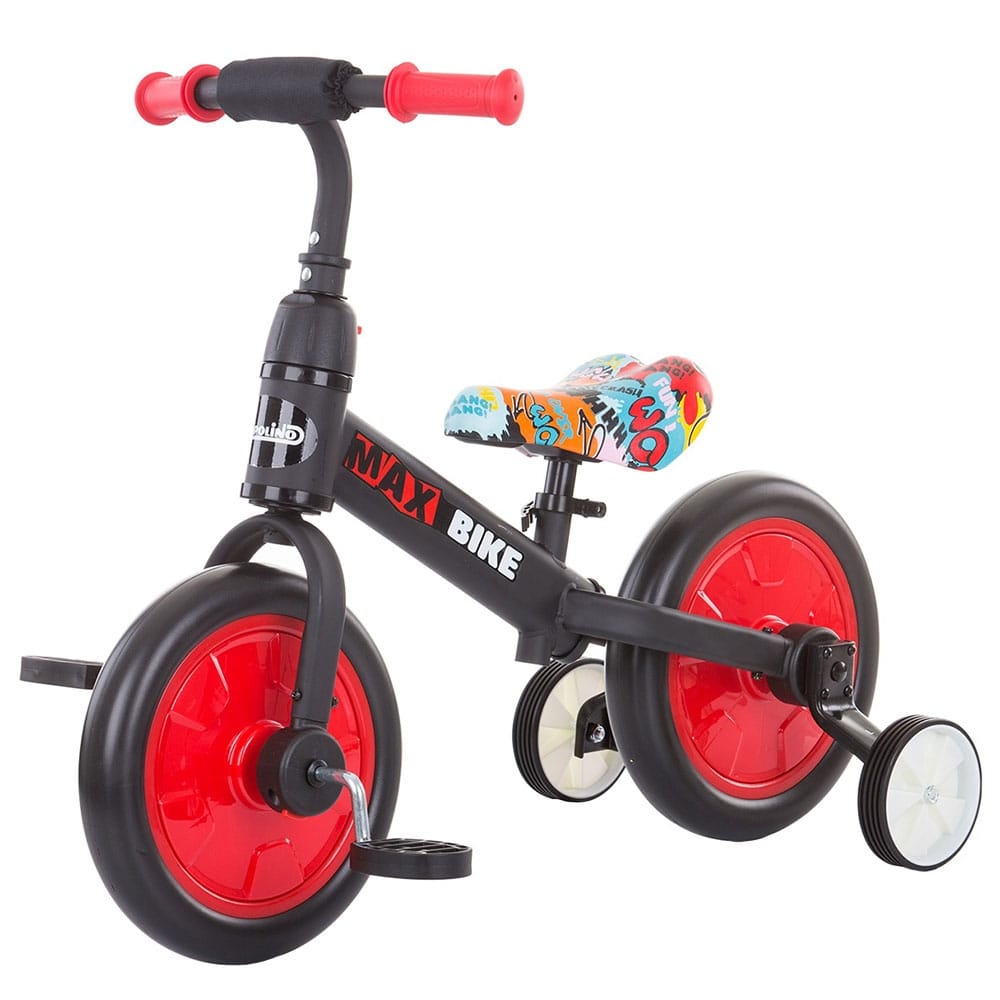 Reducere 41% – Bicicleta Chipolino Max Bike, 2 in 1, pedale, roti ajutatoare, rosu KID046675 1 Bicicleta Chipolino Max Bike