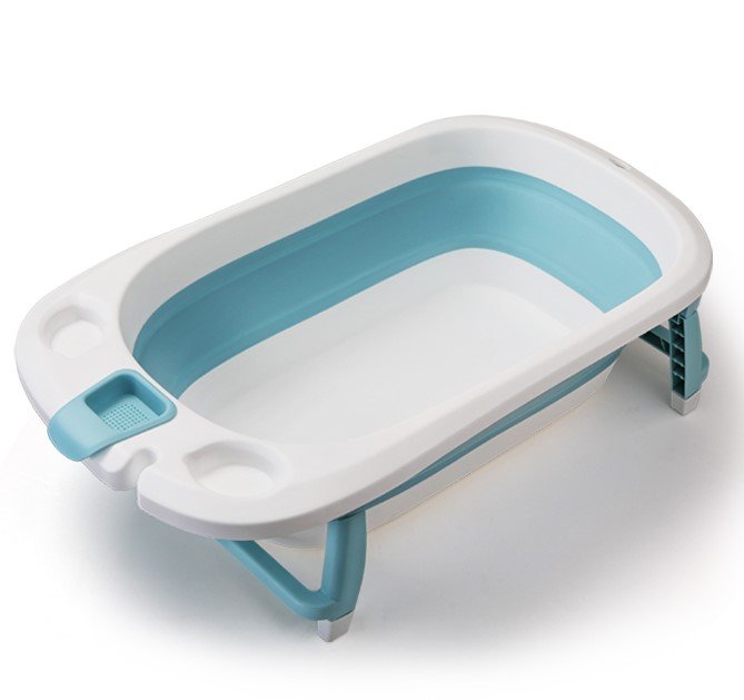 Reducere 55% – Cadita Little Mom Lemon Bathtub Blue pliabila, cu margini rotunjite, dop evacuare, senzor temperatura 1 Cadita Little Mom Lemon Bathtub Blue pliabila