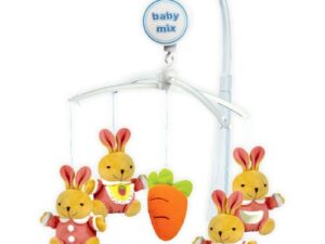 Carusel pentru patut Baby Mix Bunnies cu 5 jucarii din plus
