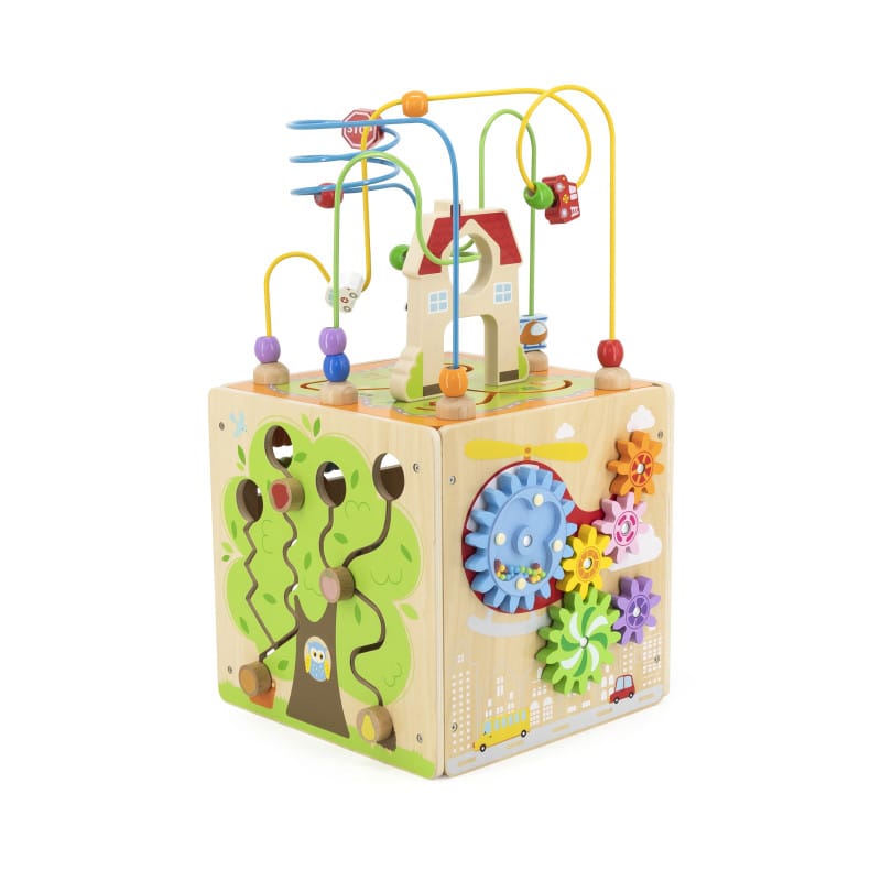 Reducere 13% – Centru activitati PolarB Viga, lemn, labirint, sortator forme, 5 in 1, multicolor KID445910 1 Centru activitati PolarB Viga