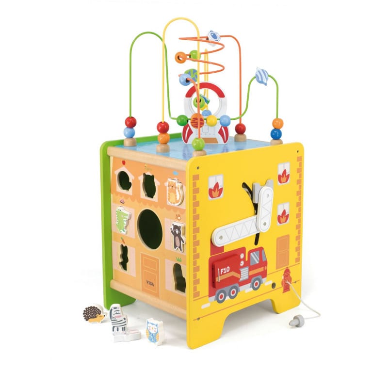 Reducere 13% – Centru activitati PolarB Viga, lemn, roti dintate, sortator animale, 5 in 1, multicolor KID445484 1 Centru activitati PolarB Viga