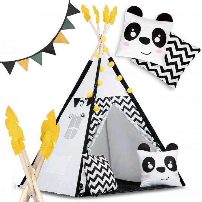 Reducere 12% – Cort joaca copii Nukido, ghirlanda lumini, perne, panda, multicolor KID609580 1 Cort joaca copii Nukido