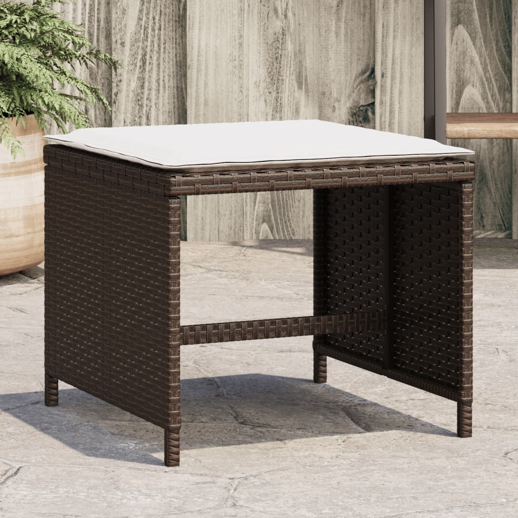 Reducere 75% – Gossi scaune de gradina cu perne, 4 buc., maro 40x40x35 cm poliratan 1 Gossi scaune de gradina cu perne