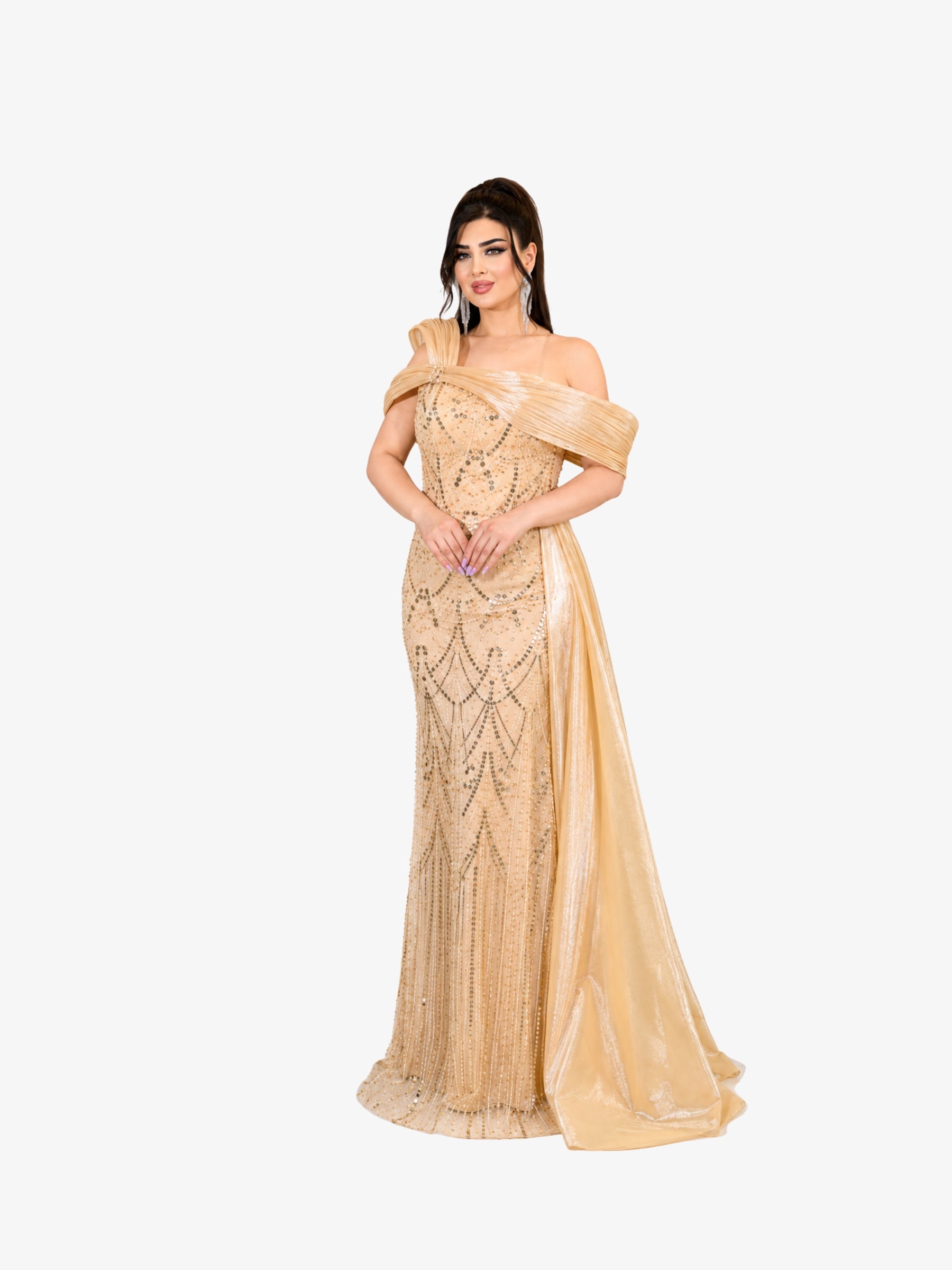 Reducere 50% – Rochie Lunga "Leyla Royale", Bej - M 1 Rochie Lunga "Leyla Royale"
