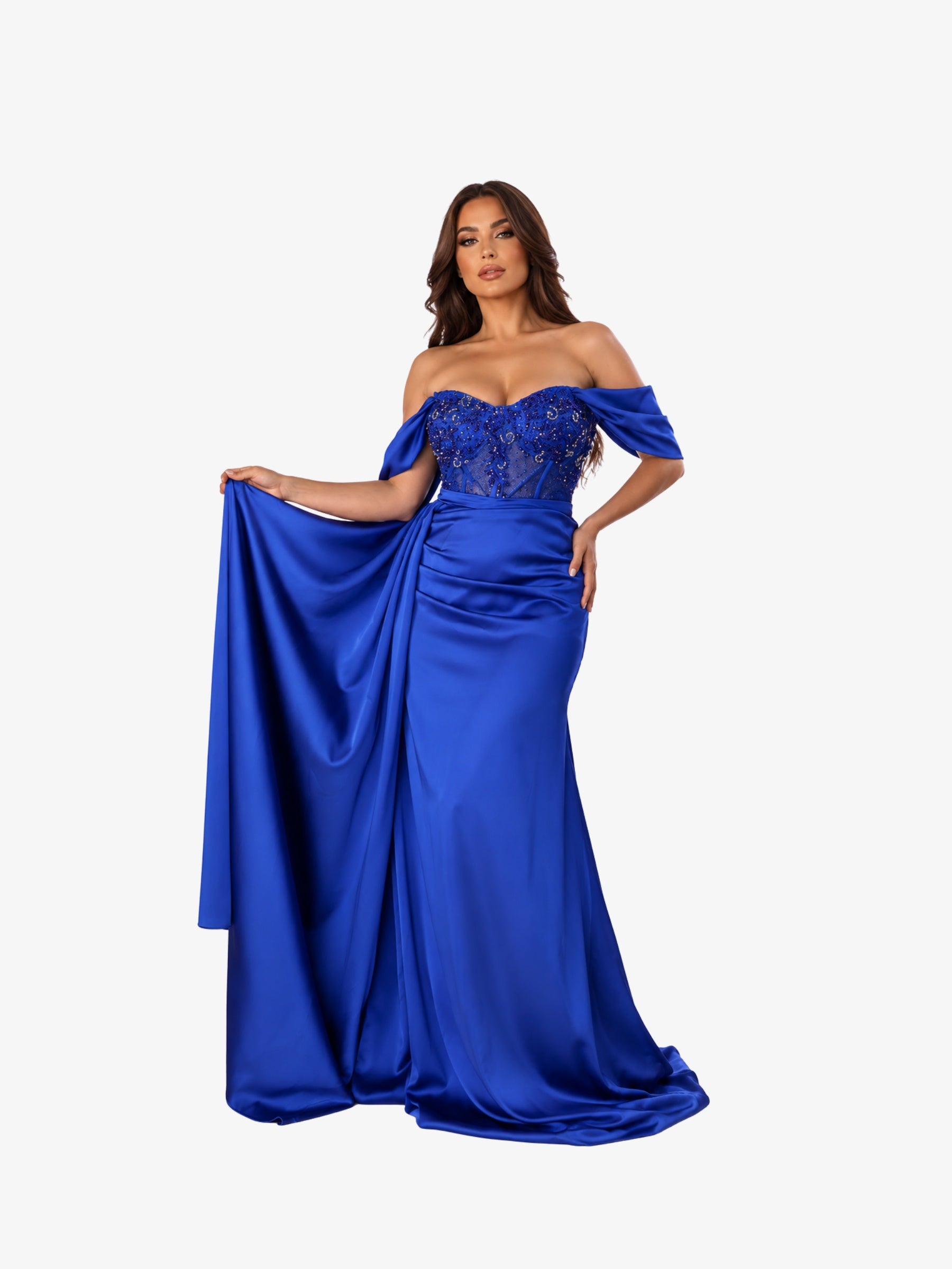 Reducere 43% – Rochie Lunga "Melody", Albastra - S 1 Rochie Lunga "Melody"