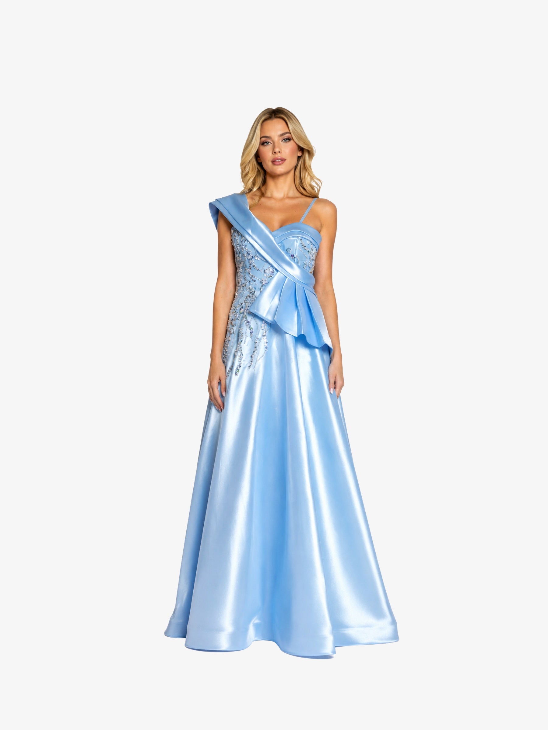 Reducere 50% – Rochie Lunga cu Corset "Linda", Albastra - M 1 Rochie Lunga cu Corset "Linda"