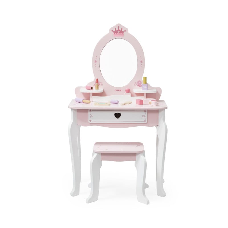 Reducere 11% – Masuta de toaleta Viga, lemn, 8 accesorii, roz KID447822 2 lemn