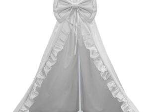 Baldachin pentru patut MimiNu cu funda si volanas 210x145 cm Royal Grey