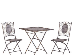 SET DE BALCON cu 2 locuri metal masă pliantă negru Bormio