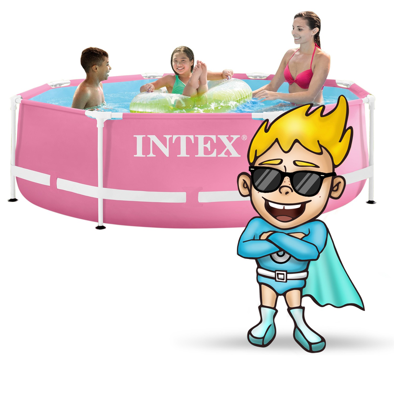 Reducere 11% – Piscina cu cadru metalic Intex 28290ND, rotunda, 244x76 cm, roz KID423340 2 rotunda