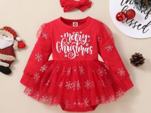 Rochita Body Rosie Fetita de Craciun - 1-2ani
