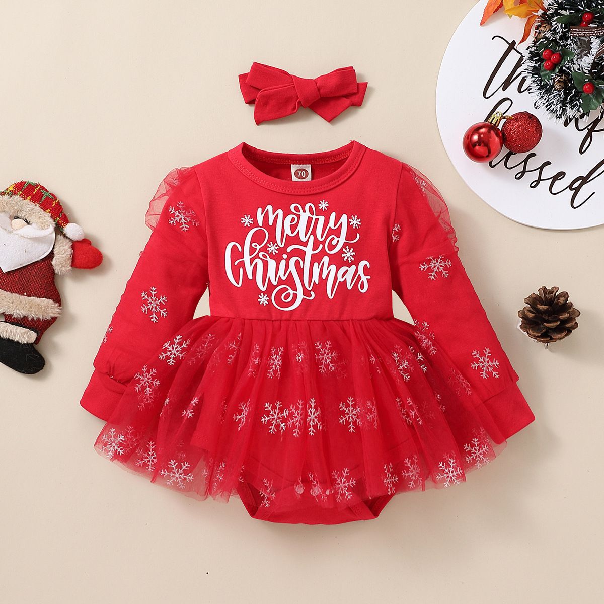 Reducere 22% – Rochita Body Rosie Fetita de Craciun - 1-2ani 1 Rochita Body Rosie Fetita de Craciun - 1-2ani