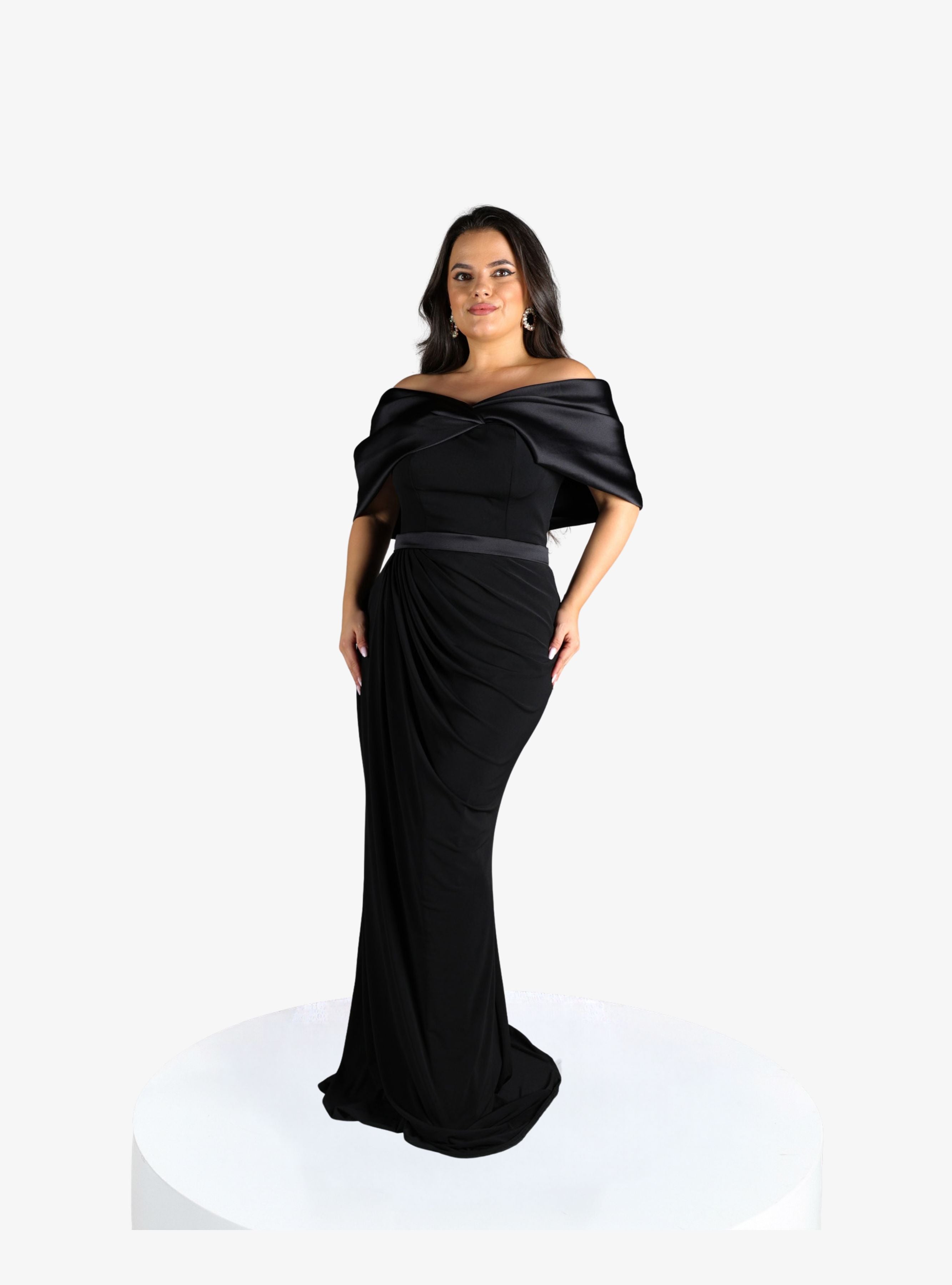 Reducere 38% – Rochie Eleganta cu Drapaje Asimetrice Soline, Negru - XL 1 Rochie Eleganta cu Drapaje Asimetrice Soline