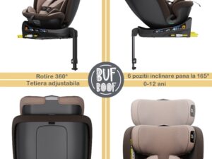 Scaun auto pentru copii Buf Boof N17 Fix Coffee 40-150 cm iSize