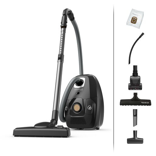 Reducere 50% – Aspirator cu sac Rowenta Green Force Effitech Total Clean RO6189EA, 400W, 3 niveluri de filtrare, lungime cablu 8.4m, recipient praf 4.5L, perie 1 Aspirator cu sac Rowenta Green Force Effitech Total Clean RO6189EA