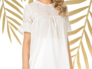 Bluza Pretty Girl lejera alba cu broderie englezeasca