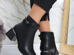 Botine Dama Imblanite Negre din Piele Ecologica Avinca