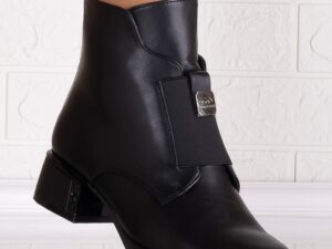 Botine dama Imblanite Negre din Piele Ecologica Rosania
