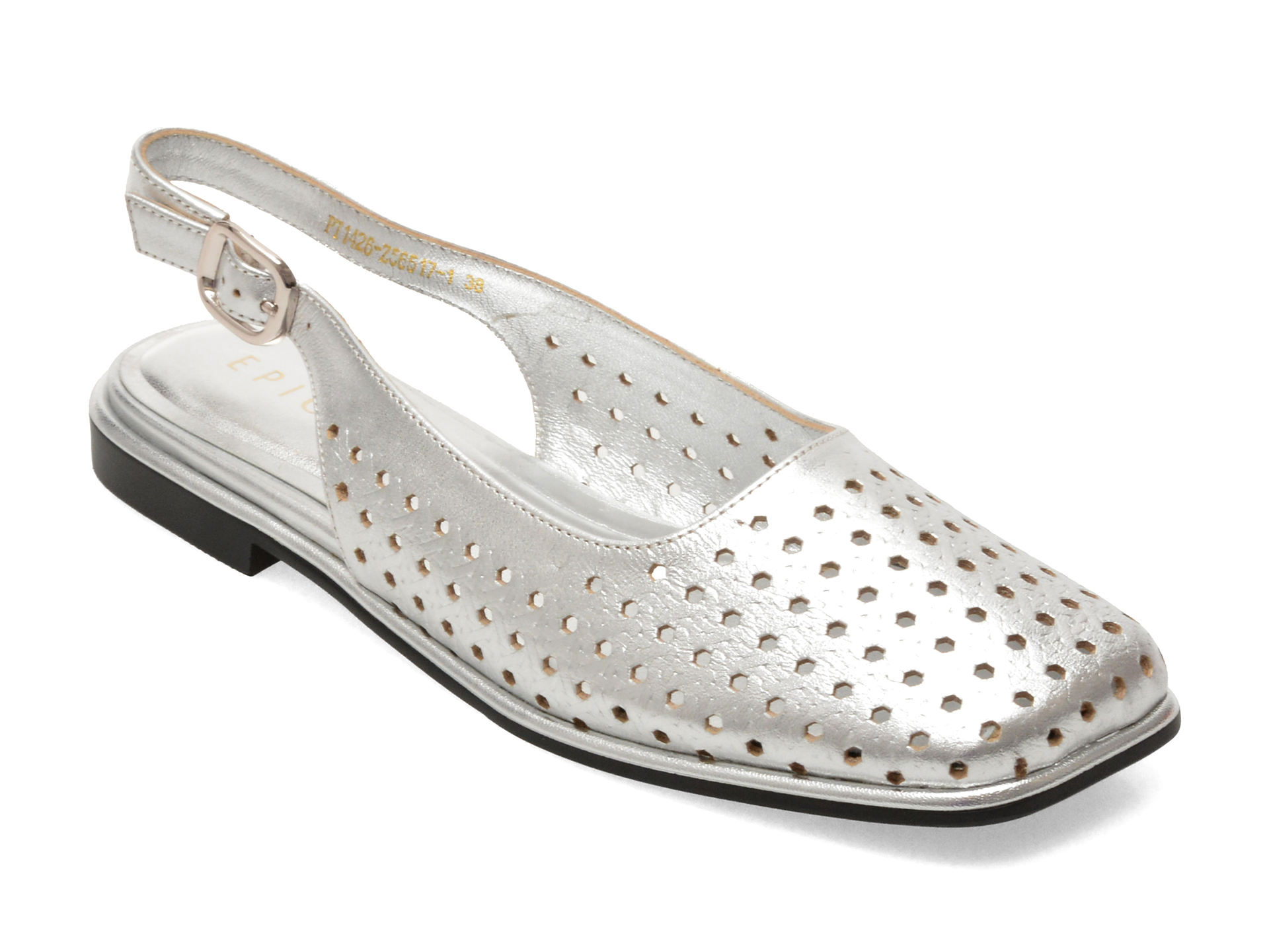 Pantofi EPICA argintii, PT1426, din piele naturală
