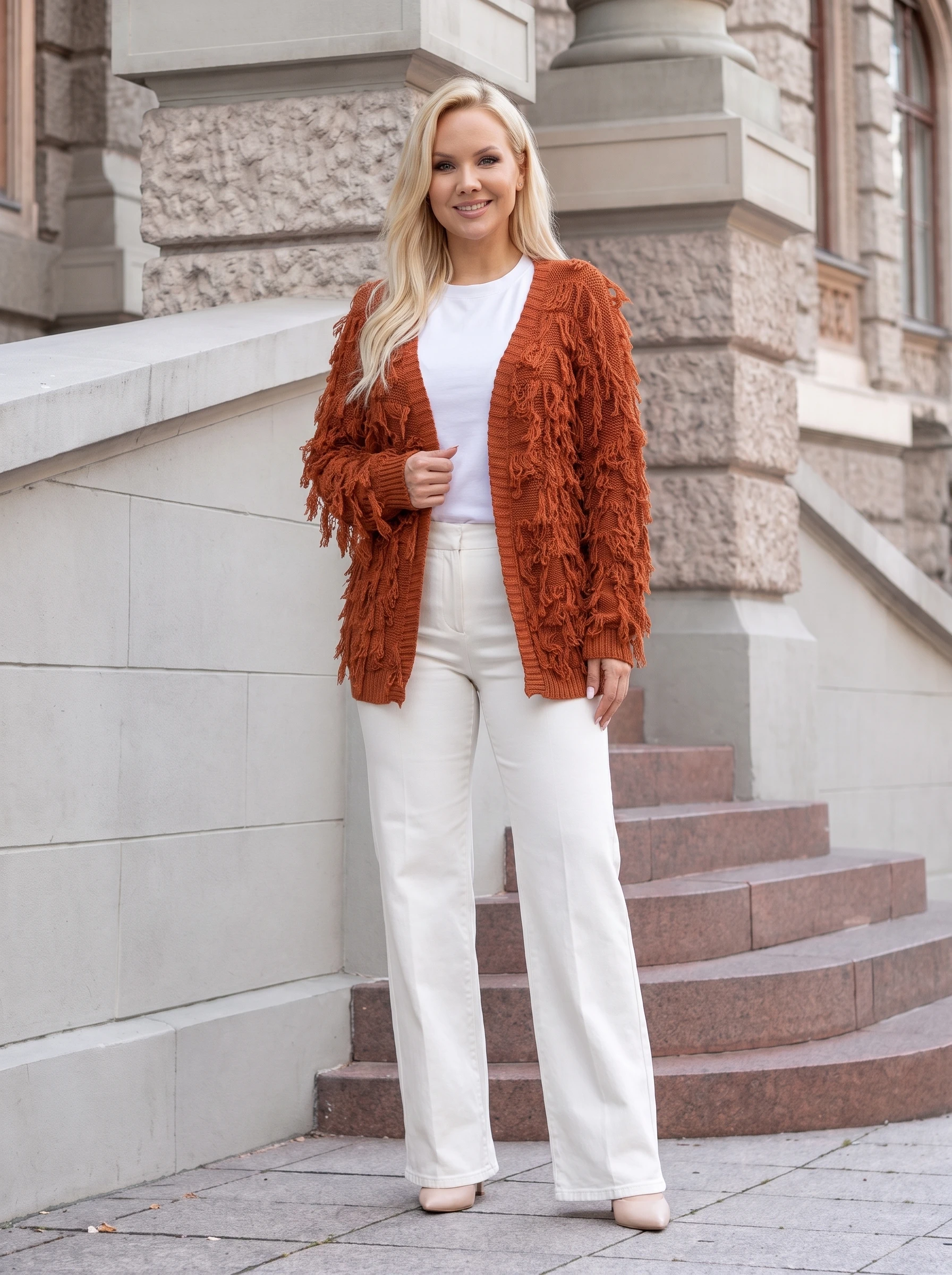 Reducere 41% – Cardigan pufos cu franjuri 2 Reducere 41% – Cardigan pufos cu franjuri - imagine 2
