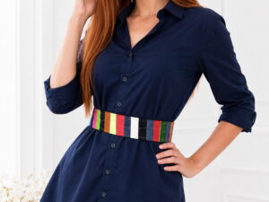 Centura handmade din piele naturala multicolora