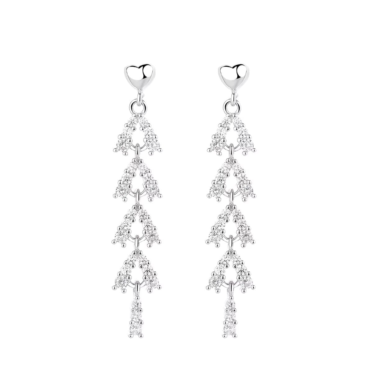Cercei lungi de argint 925, JW1612, model cu pietre, placati cu rodiu