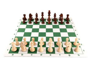 Combo set: Tabla sah din mousepad verde+Piese de sah din lemn