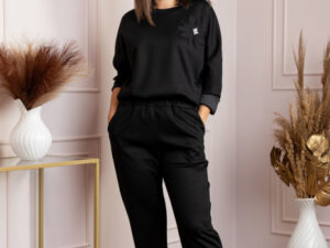 Compleu casual dama negru cu bluza si pantaloni Phoenix
